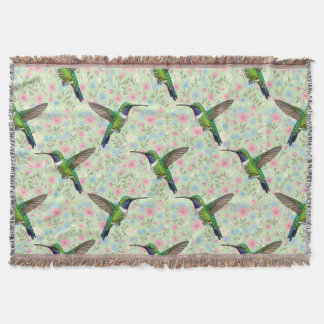 Hummingbirds on a Floral background throw Deken