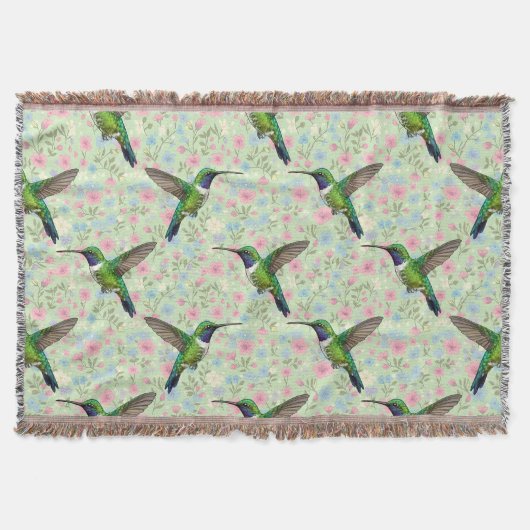 Hummingbirds on a Floral background throw Deken (Voorkant)