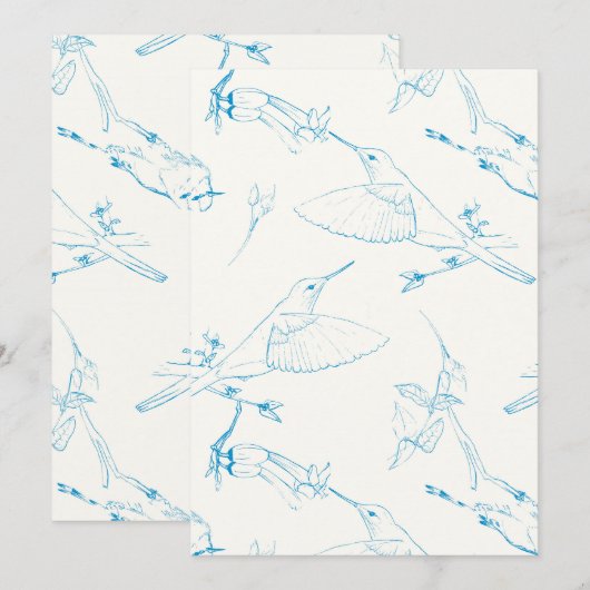 Hummingbirds Pattern Save The Date (Voorkant / Achterkant)