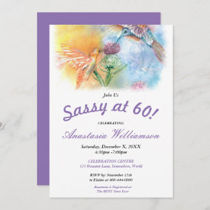 HUMMINGBIRDS SASSY OM 60! PARTIJINVITATIE KAART