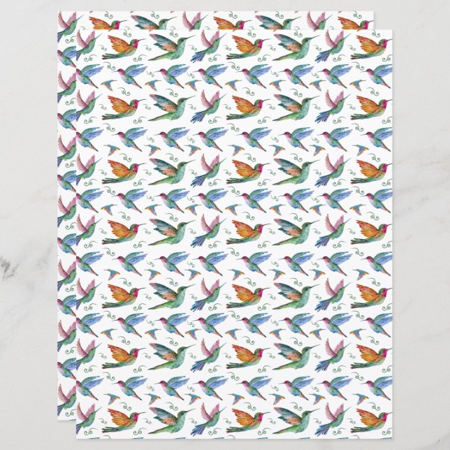 Hummingbirds Scrapbook Paper (Voorkant / Achterkant)