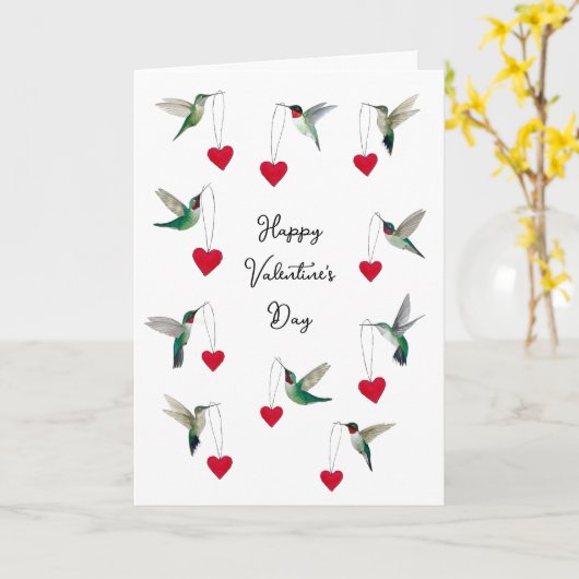 Hummingbirds Valentine's Day Kaart (Gele Bloem)