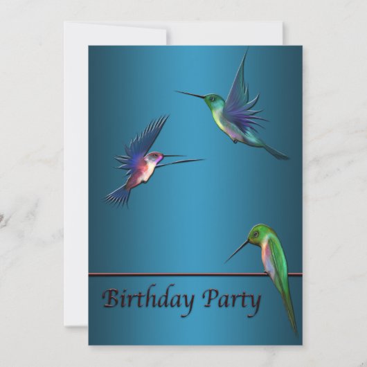 Hummingbirds Verjaardagsfeest Uitnodiging Sjabloon (Voorkant)