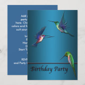 Hummingbirds Verjaardagsfeest Uitnodiging Sjabloon (Voorkant / Achterkant)