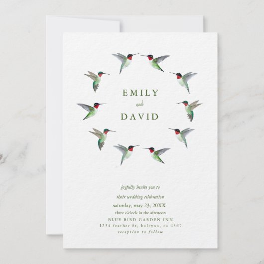 Hummingbirds Wedding Invitation Kaart (Voorkant)