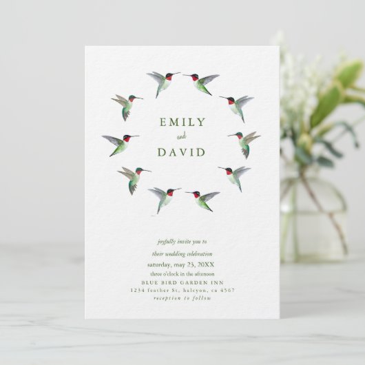 Hummingbirds Wedding Invitation Kaart (Staand voorkant)