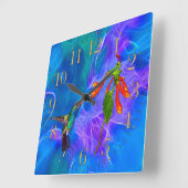 HummingBirds Wildlife Birdlover Gift Vierkante Klok (Hoek)