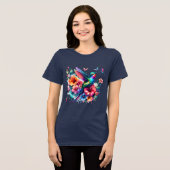 Hummingbirds With Colorful Floral Bouquet T-Shirt (Voorkant volledig)