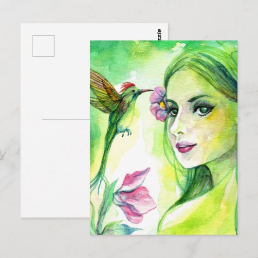 Hummingvogel Briefkaart (Voorkant / Achterkant)