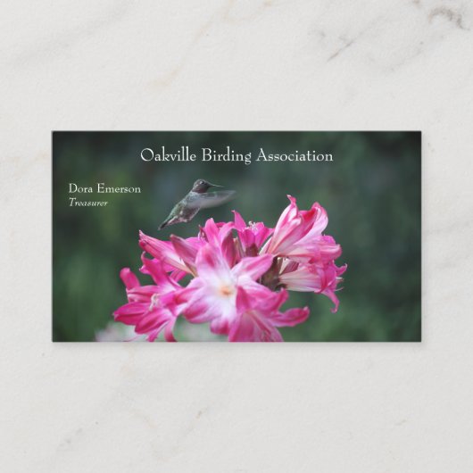 Hummingvogel met belladonnaliegingen visitekaartje (Voorkant)