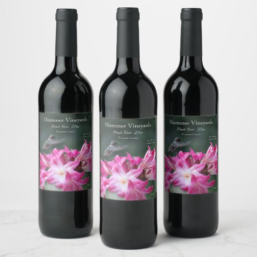 Hummingvogel met belladonnaliegingen wijn etiket (Flessen)