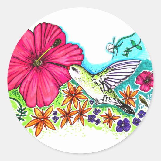 Hummingvogel Ronde Sticker (Voorkant)