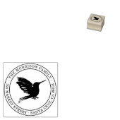 Hummingvogel | Ronde Typografie Return-adres Rubberstempel (Gestempeld)