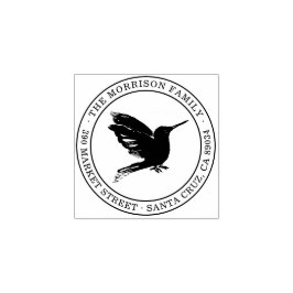 Hummingvogel | Ronde Typografie Return-adres Rubberstempel