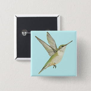 Hummingvogel Vierkante Button 5,1 Cm