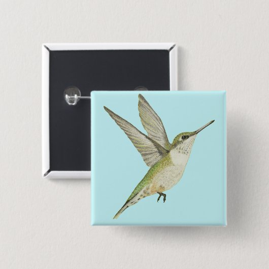 Hummingvogel Vierkante Button 5,1 Cm (Voorkant /achterkant)