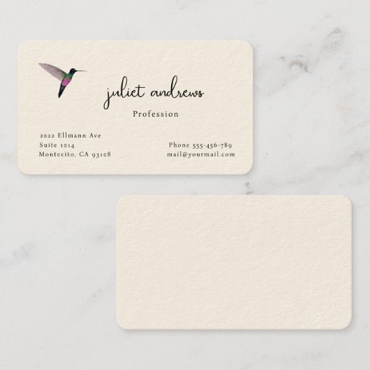 Hummingvogel Visitekaartje (Voorkant / Achterkant)