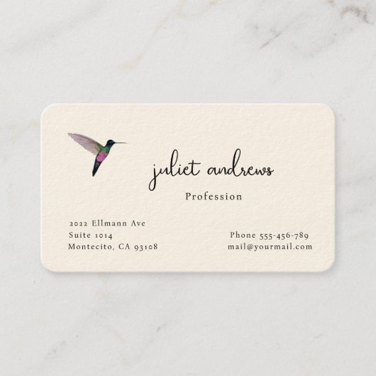 Hummingvogel Visitekaartje (Voorkant)
