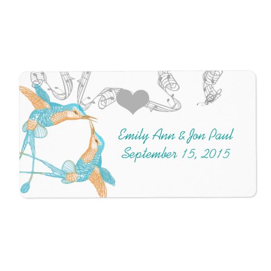  Hummingvogels Aqua- en Koraallabels Etiket (Voorkant)