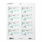  Hummingvogels Aqua- en Koraallabels Etiket (Full Sheet)