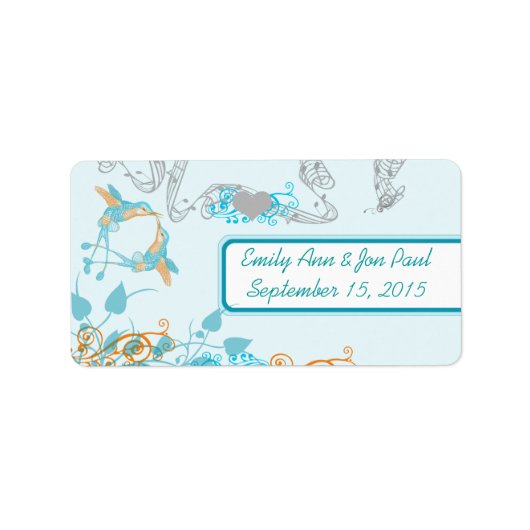 Hummingvogels Aqua- en Koraallabels Etiket (Voorkant)