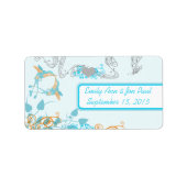 Hummingvogels Bright Aqua- en koraallabels Etiket (Voorkant)