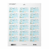 Hummingvogels Bright Aqua- en koraallabels Etiket (Full Sheet)