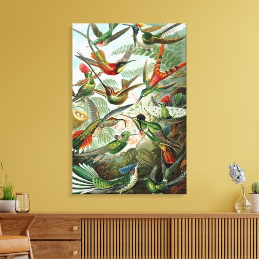 Hummingvogels door Ernst Haeckel, vogelbomen Canvas Afdruk (Insitu (Woonkamer))