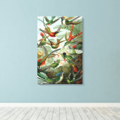 Hummingvogels door Ernst Haeckel, vogelbomen Canvas Afdruk (Insitu (Houten vloer))