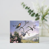 Hummingvogels en appelbloesems briefkaart (Staand voorkant)