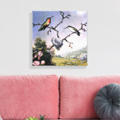 Hummingvogels en appelbloesems, canvas afdruk (Insitu (Woonkamer))
