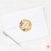 Hummingvogels en Astrantia Monogram Waterverf Ronde Sticker (Envelop)