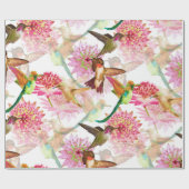 Hummingvogels en Astrantia Waterverf Cadeaupapier (Vlak)