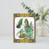 Hummingvogels en bloemen #1 briefkaart (Staand voorkant)