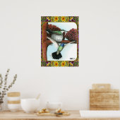 Hummingvogels en bloemen #3 poster (Keuken)