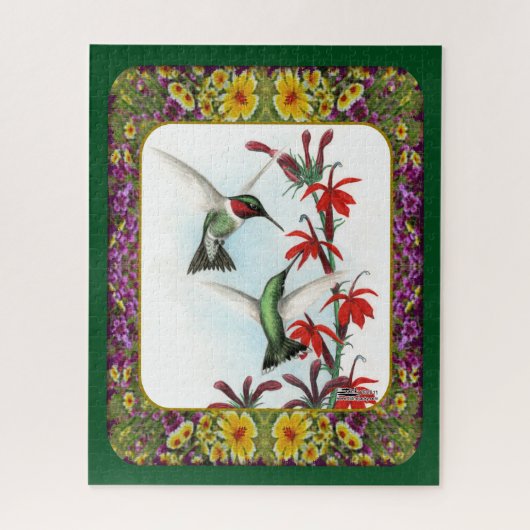 Hummingvogels en bloemen #5 legpuzzel (Verticaal)