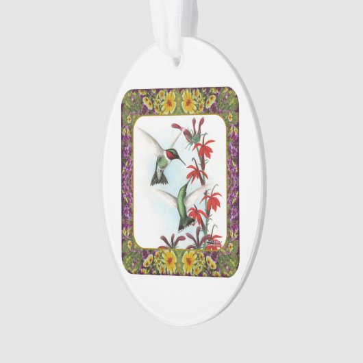 Hummingvogels en bloemen #5 ornament (voorkant)