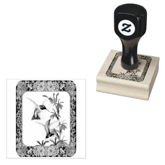 Hummingvogels en bloemen #5 rubberstempel (Gestempeld)