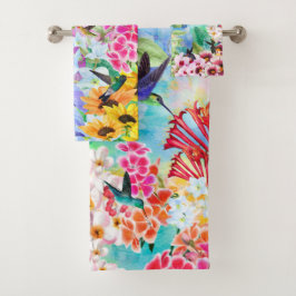 Hummingvogels en bloemen bad handdoek