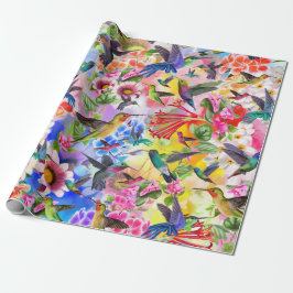 Hummingvogels en bloemen cadeaupapier