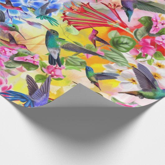Hummingvogels en bloemen cadeaupapier (Hoek)