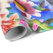 Hummingvogels en bloemen cadeaupapier (Rol Hoek)