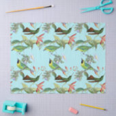 Hummingvogels en bloemen op lichtgroene ontkoppeli tissuepapier (Craft)