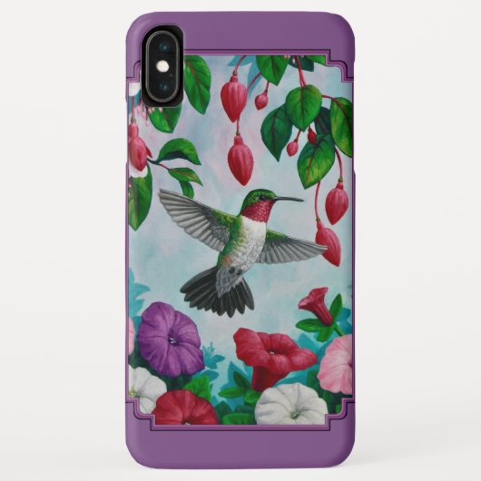 Hummingvogels en bloemen Paars Case-Mate iPhone Case (Achterkant)