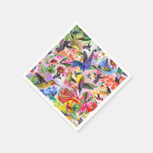 Hummingvogels en bloemen servet (Hoek)