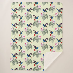 Hummingvogels en bloemen sherpa deken