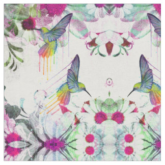Hummingvogels en bloemen stof
