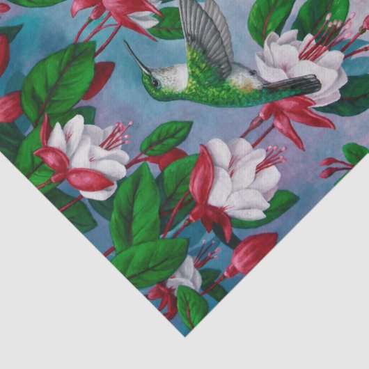 Hummingvogels en bloemen tissuepapier (Detail)