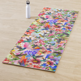 Hummingvogels en bloemen yogamat