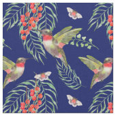 Hummingvogels en Butterflies Blue Tropical Pattern Stof (Close Up)